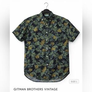 Gitman Brothers vintage large   Tropical Leaf Print Shirt button down